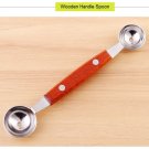 Double Sided Vegetables Fruit Decorative Carving Knife Dig Ball Scoop 2in1 with Wooden Handle