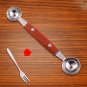 Double Sided Vegetables Fruit Decorative Carving Knife Dig Ball Scoop 2in1 with Wooden Handle
