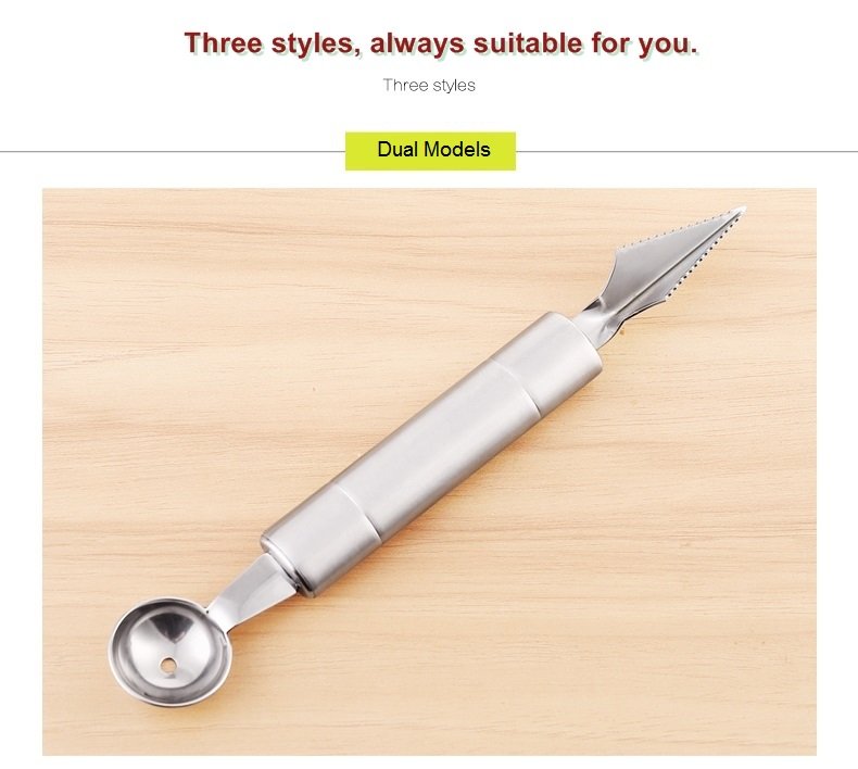 Double Sided Stainless Steel Vegetables Fruit Decorative Carving Knife/Spoon Dig Ball Scoop 2in1