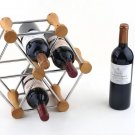 Luxury Wood and Steel Six Mounted Cooler Wine Rack Bottle Holder