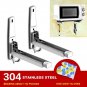 304 Stainless Steel Foldable Microwave Oven Storage Shelf Rack Tray Wall Bracket With Hook