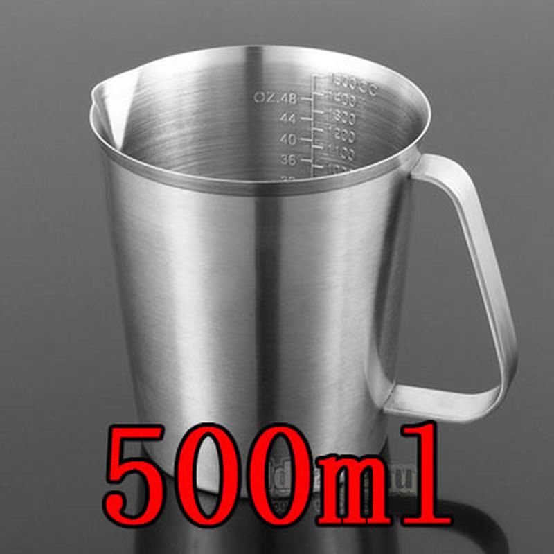500ML Thickened 304 Stainless Steel Measuring Cup Milk Tea Coffee OZ ML CC Scale