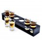 Straight Wooden Tray Bar Club Small Bullets Cup Holder 6 Holes + Gift 26ml Glass