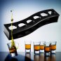 S-Shaped Wooden Tray Bar Club Small Bullets Cup Holder 6 Holes + Gift 40ml Glass