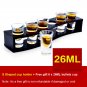 S-Shaped Wooden Tray Bar Club Small Bullets Cup Holder 6 Holes + Gift 26ml Glass