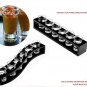 S-Shaped Wooden Tray Bar Club Small Bullets Cup Holder 6 Holes + Gift 26ml Glass