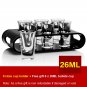 Black U-Shaped Tray Bar Club Small Bullets Cup Holder 6 Holes + Gift 26ml Glass