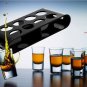 Black U-Shaped Tray Bar Club Small Bullets Cup Holder 8 Holes + Gift 40ml Glass