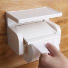 White ABS Bathroom Roll Paper Holder Cell Mobile Phones Shelf Toilet Towel Rack