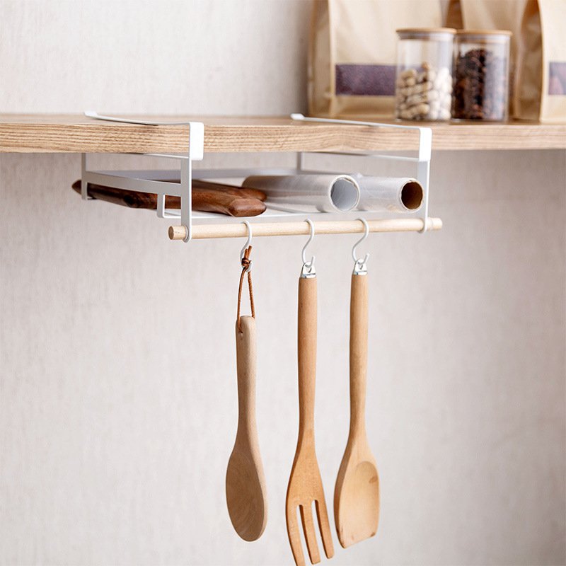 White Under Shelf Hanging Partition Storage Basket Rack Holder