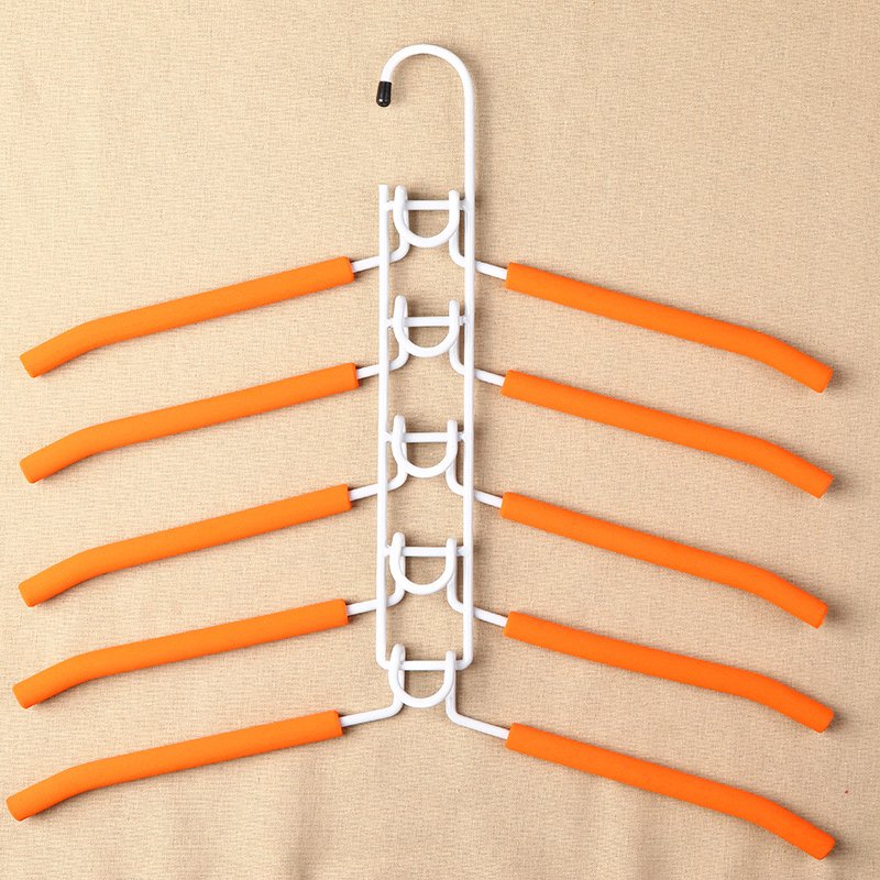 COLOR WHITE Anti-Slip Multi-Layer 5 Hanger Shirt Holder Jacket Rack