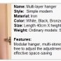 COLOR WHITE Anti-Slip Multi-Layer 5 Hanger Shirt Holder Jacket Rack