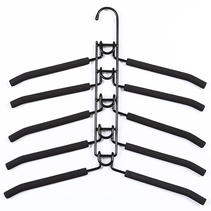 COLOR BLACK Anti-Slip Multi-Layer 5 Hanger Shirt Holder Jacket Rack