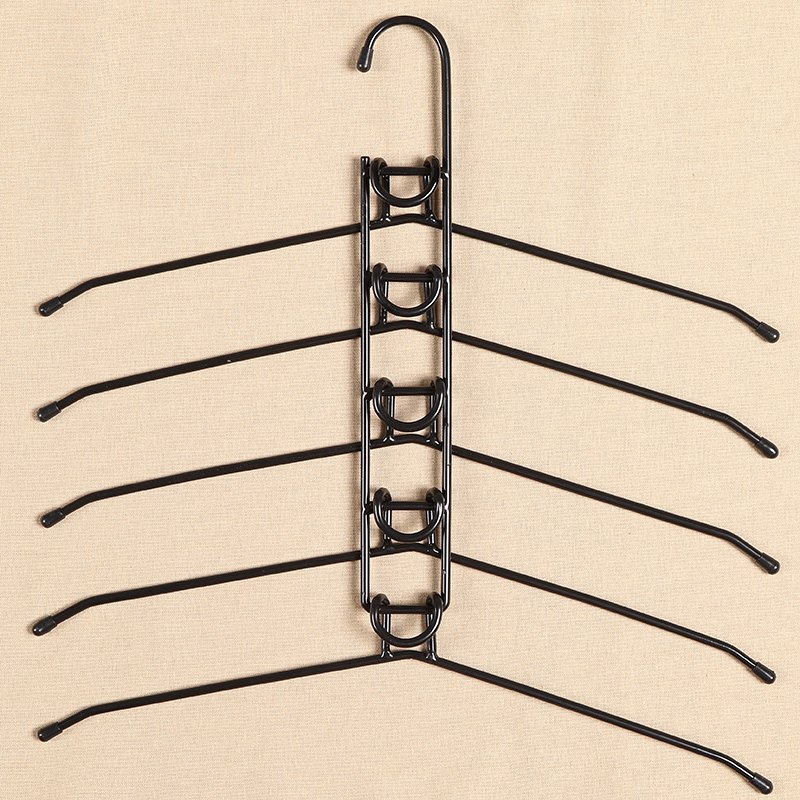 COLOR BLACK MultiHanger Five Layer Shirt Metal Holder Coat Iron Rack