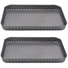 2PCS/SET Carbon Steel Round Hole Bake Square Tart Pie Pizza Rectangular Pan