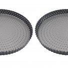 2PCS/SET Carbon Steel Round Hole Bake Rounded Tart Pie Pizza Circular Pan