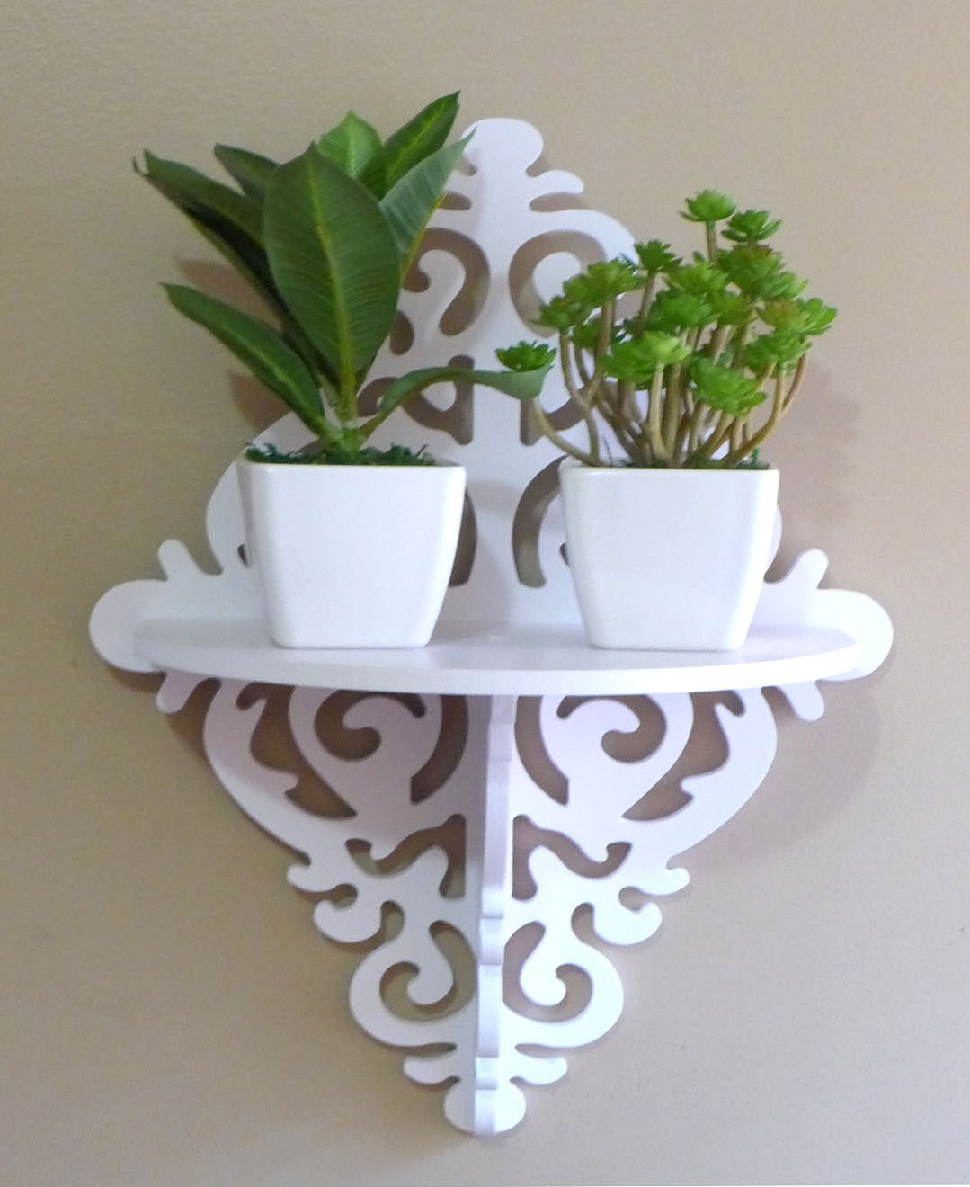 Wall Floating Shelves Holder Carved Hollow Rack White Clapboard Hanging Shelf