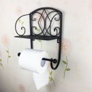 BLACK Classical Toilet Roll Paper Holder Bathroom Wall Mount Mobile Phone Rack