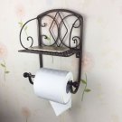 BRONZE Classical Toilet Roll Paper Holder Bathroom Wall Mount Mobile Phone Rack