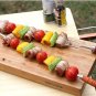 Barbecue Stainless Steel Roast Pin Skewer U-Shaped Wooden Handle Picnic 7PCS/Set