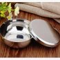8.6x4.5CM Food School Bowl Silver Stainless Steel + Lid Rice Soup Round Basin Best Quality