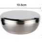 10.5x4.5CM Food School Bowl Silver Stainless Steel + Lid Rice Soup Round Basin Best Quality