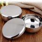 10.5x4.5CM Food School Bowl Silver Stainless Steel + Lid Rice Soup Round Basin Best Quality