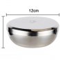12x5CM Food School Bowl Silver Stainless Steel + Lid Rice Soup Round Basin Best Quality