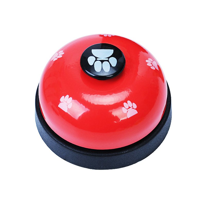 Red Pet Food Toy Training Meal Call Dog Puppy Trainer Cat Footprints Ring The Bell