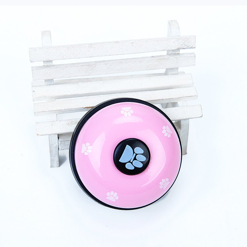 Pink Pet Food Toy Training Meal Call Dog Puppy Trainer Cat Footprints Ring The Bell