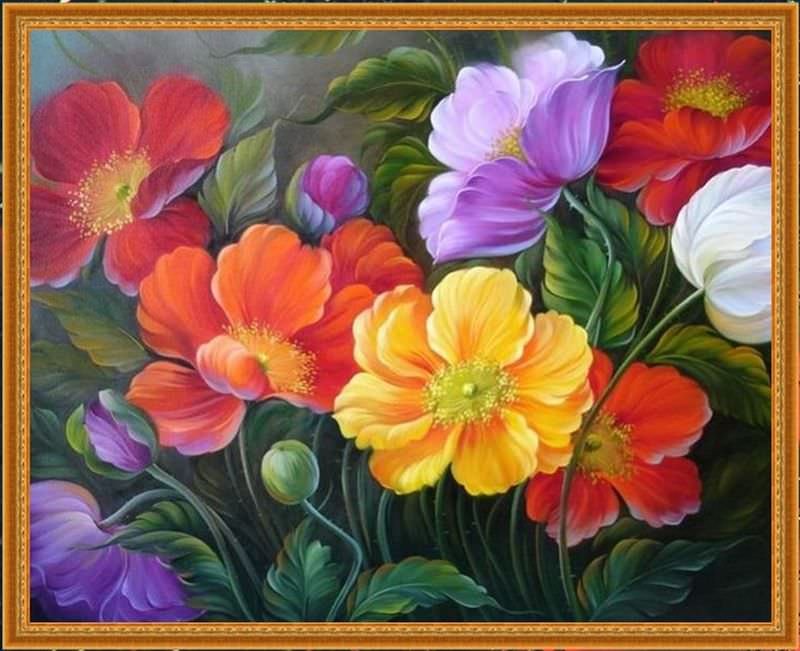 DIY 5D Flowers Full Diamond Painting Resin Drill Canvas Embroidery Crystal Draw