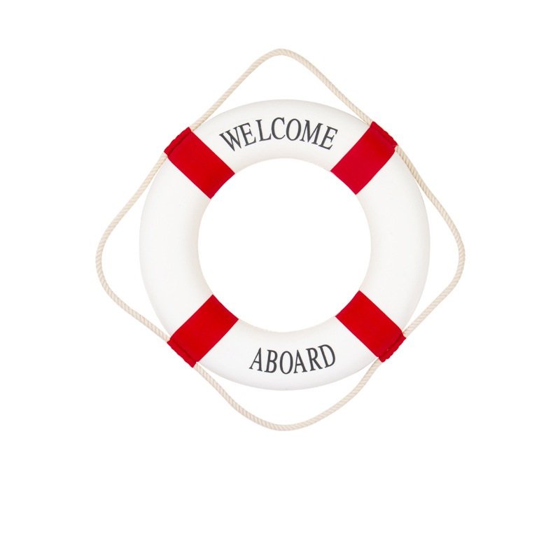 Red 20CM Welcome Aboard Lifebuoy Wall Hanging Wheel Sea Fish Restaurant Home Decoration