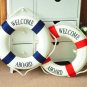 Red 45CM Welcome Aboard Lifebuoy Wall Hanging Wheel Sea Fish Restaurant Home Decoration