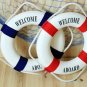 Blue 25CM Welcome Aboard Lifebuoy Wall Hanging Wheel Sea Fish Restaurant Home Decoration