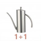 Silver 2pcs/set Coffee Teapot Olive Oil Can Soy Sauce 304 Stainless Steel Small Spout