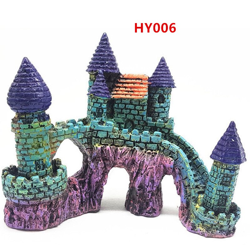 HY006 Aquarium Decoration Gift Fish Tank Decor Resin Ornament Bridge Castle