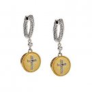Diamond 0.09 Carats  Cross Earring in Sterling Silver and 18K