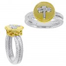 Butterfly Ring With 0.05 Carat Diamonds in 927  Silver and 18 K Gold Plated