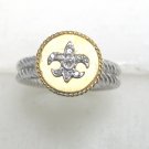 Flower Ring With 0.05 Carat Diamonds in 929 Silver and 18 K Gold Plated