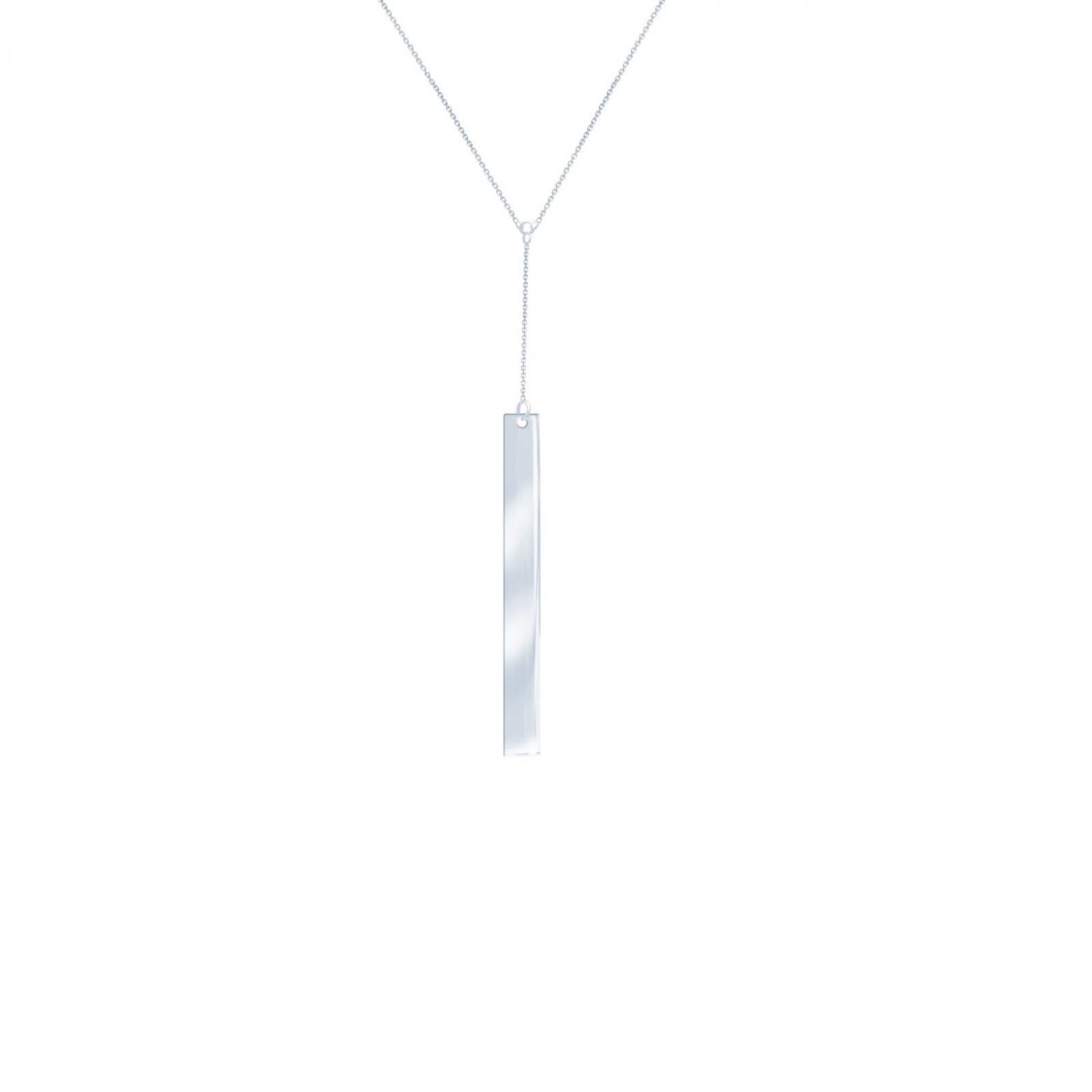 Women's 14k White Gold Vertical Bar Pendant Necklace 18 Inch