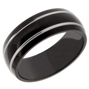 Men's Black Titanium Wedding Band Ring 8mm Width No Stone