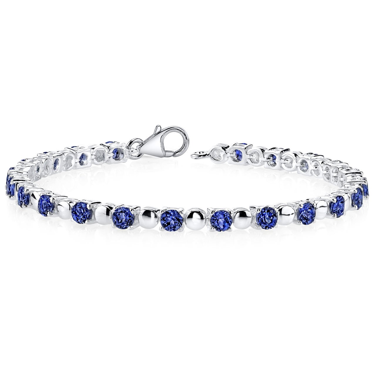 Women's Sterling Silver Contemporary Blue Sapphire Tennis Bracelet