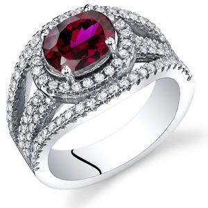 Women's Sterling Silver Oval Ruby Halo Ring