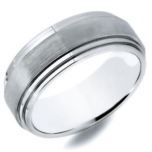 Men's Cobalt Ring Satin Finish with Step Down Edge Design 8mm Width