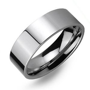 Men's Tungsten Wedding Band Ring High Polish Finish 8mm Width