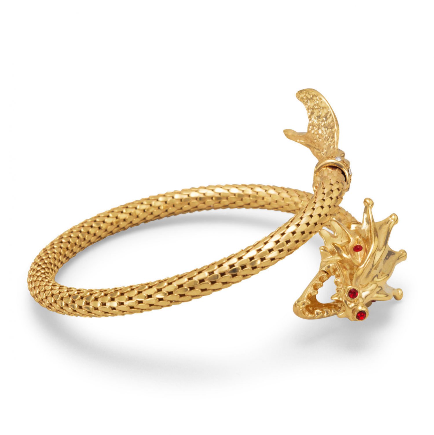14 Karat Gold Plated Sterling Silver Dragon Wrap Bangle