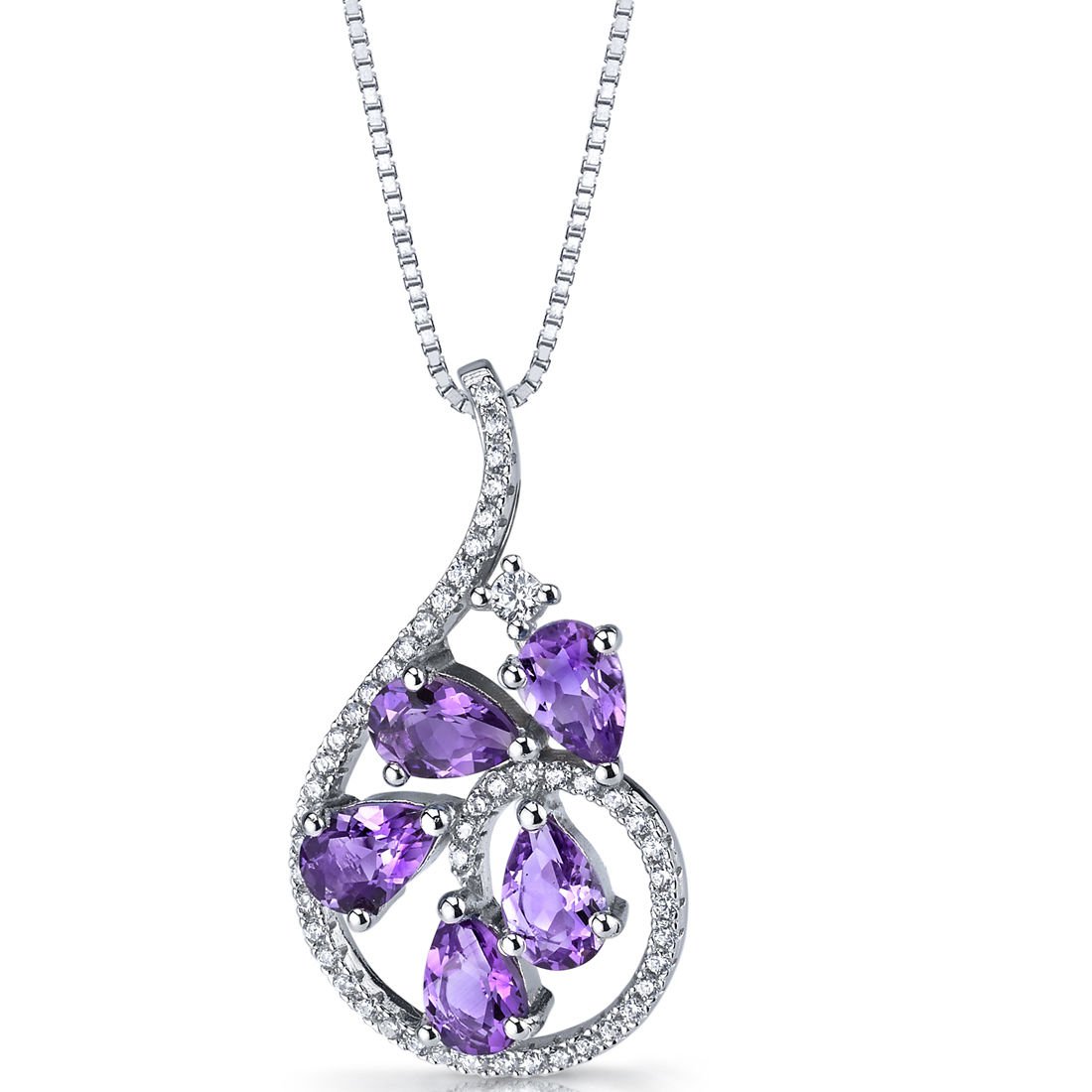 Women's Sterling Silver Amethyst Dewdrop Pendant Necklace