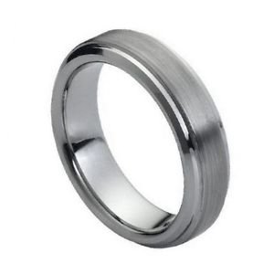 Men's 6mm Tungsten Wedding Band with Recessed Edges, and Satin Finish