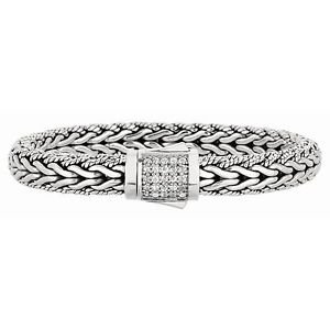 Phillip Gavriel Sterling Silver Woven White Sapphire Bracelet
