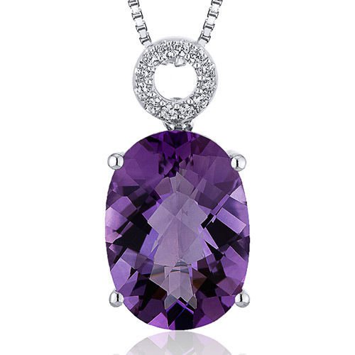 Sterling Silver Oval Amethyst Solitaire Pendant